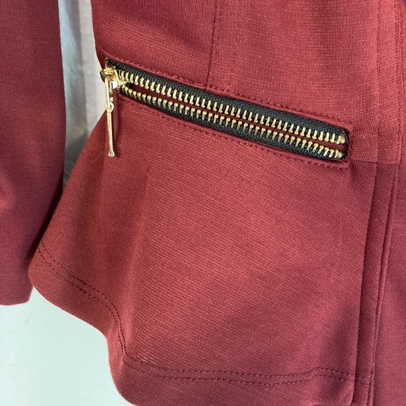 Wet Seal Red Blazer Asymmetrical Zipper Cropped - Picture 5 of 6